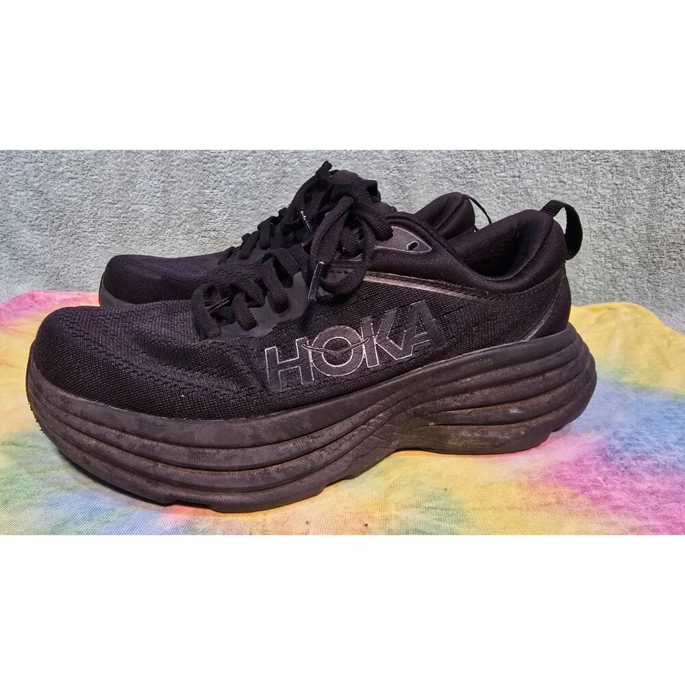 HOKA Bondi 8 Women’s 7.5 Wide D Black Running Walking Shoes 1127954